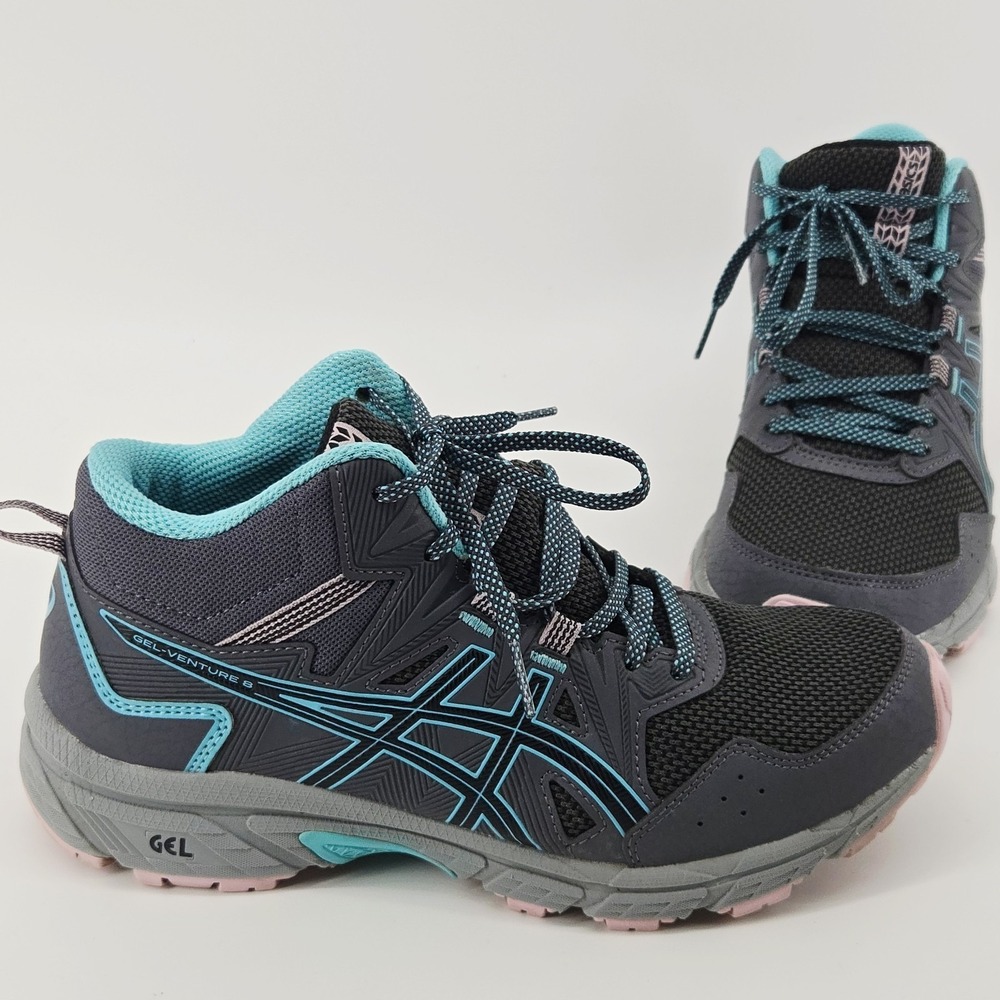 Asics‎ Gel Venture Mid Trail Running Hiking Shoes Womens 7 Blue Gray